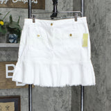 Michael by Michael Kors Womens Flounce Denim Skirt MS27F6T94L White 12