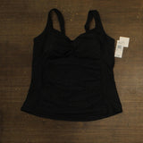 Raisins Sweetheart Ruched Tankini Swim Top with Adjustable Straps Black 18W