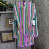 Hurley Juniors Striped Crochet Robe Cover Up HU001C5 Orchid Purple Multi M/L
