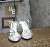 Marc Fisher Womens HALLAN Heeled Sandal Block MFHALLAN Silver Gray 8.5M