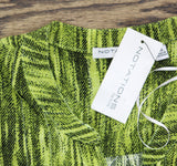 Notations Womens Knit Roll Tab Knit Shirt Top Green Black Multi PXL