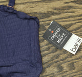 Bar III Womens Wave Solids Tie-Front One Piece Swimsuit Nautical Blue S