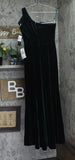 Betsy & Adam Womens One Shoulder Velvet Gown Dress A21575P Hunter Green 6P