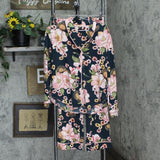 Room Service Womens 2-Piece Shawl Collar Pajama Set 1730042 Pink/Black Floral S