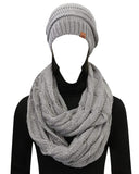 Wrapables Womens Chunky Knit Winter Infinity Scarf with Beanie 93987373 Gray