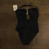 Becca Womens Rock Solid Gold Buckle One-Piece Swimsuit 361067 Black M