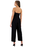 Sam Edelman Womens Strapless Bandeau Neck Feather Trim Jumpsuit Black 8