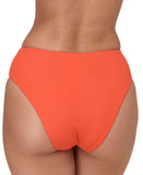 Andie Ribbed 90s High Waist Bikini Bottom AB488 Vermillion Orange M