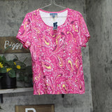 Karen Scott Paisley-Print Knit Scoop-Neck Tee 100140897MS Berry Ice Pink XL