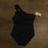 Michael Michael Kors Iconic Solids One-Shoulder One-Piece Swimsuit Black 14