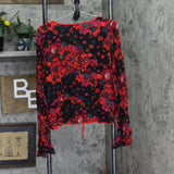 Free People Womens Venice Floral Tie Front Top OB1434186 Night Combo Red Black L