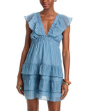 Aqua Ruffle Tiered V-Neck Mini Dress WDR121502-BL Slate Blue 2XL