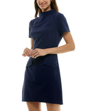 B. Darlin Juniors Short Sleeve Mockneck Mini Dress 45UAP84 Navy Blue 3/4