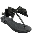 Karl Lagerfeld Paris Womens Cristi Studded Bow Thong Sandal Slide Black 9M