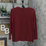 Talbots Womens Striped Round Neck Knit Shirt Long Sleeve Red Stripe PM