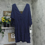 Lauren Ralph Lauren Tunic Swim Cover-Up Dress 20151080W Dark Navy Blue 3X