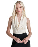 DKNY Womens Cowlneck Patch-Pocket Cropped Jumpsuit DD4JGD26 Eggshell / Black 14