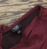 Msk Womens Petite V-Neck Fit Flare Faux Suede Dress 91699953V Merlot Purple 8P
