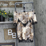 INC International Concepts Shortie Pajama Set Woven 2-Piece Mixed Animal Brown S