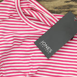 Jones New York Elbow Ruffle Sleeve Crew Neck Top Azalea Pink / Nyc White XL