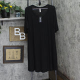 24Seven Comfort Apparel Womens Knit Tunic Half Sleeve Plus Size Top Black 1X