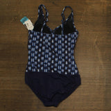 Swim Solutions Printed Tummy-Control One Piece Swimsuit Shibori Blue Multi 10