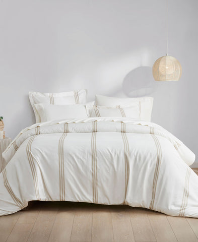 Clean Spaces 5-Piece Striped Comforter Set Taupe Brown Twin XL