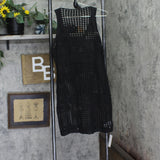 Cupshe Womens Knit Sleeveless Cutout Mini Cover Up Beach Dress Black S