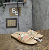 A New Day Womens Elain Floral Embroidered Mesh Slide Sandals Tan Brown 8M