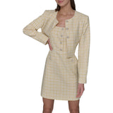 Karl Lagerfeld Cropped Tweed Elegant Boucle Jacket Freesia Yellow / Soft White 2