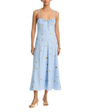 Aqua X Lisa Says Gah Womens Embroidered Check Maxi Dress IDO14814 Blue Multi XS