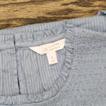LC Lauren Conrad Womens Pintuck Striped Ruffle Blouse Shirt Top Blue S