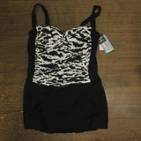 Swim Solutions Twist Bra Skater One Piece Swimsuit Feral Stripes Black 18W