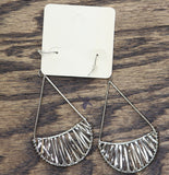 Melody Dangly Boho Sunburst Teardrop Earrings Silver Gray 3.50"