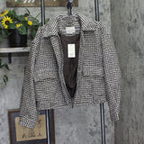 A New Day Womens Textured Houndstooth Jacket Snap Zip 94712054 Brown Multi M