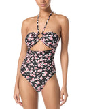 Michael Michael Kors Cut Out One-Piece Swimsuit Dark Dusty Rose Black Multi 14