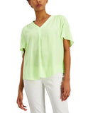 Alfani Womens Shirred V Neck Dolman Sleeve Blouse Top Melon Sky Green XL