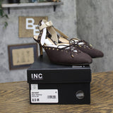 INC International Concepts Toe Strappy Sandal Dress Heels Truffle Brown 8.5M