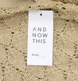 And Now This Crochet Knit Puff Sleeve Blouse Top S702820002 Camel Brown 2X