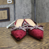 A New Day Womens Gwen Rhinestone Bow Heels Velvet 94656740 Burgundy Red 8.5M