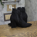 On 34th Zipper Micro Suede Mid-Calf Block Heel Boots 10019653600 Black 6M