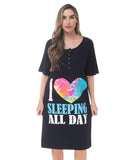 Just Love Womens Short Sleeve Nightgown Sleep Dress Black 3X