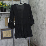 Raviya Womens Lace-Inset Tie-Front Tiered Swim Cover Up 76301 Black S