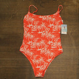 Roxy Womens One Piece Open Low Back Swimsuit 434002110 Red White Multi XL