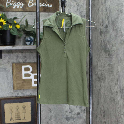 Lole Womens Collared V-Neck Ribbed Blouse Shirt Top 16673ebfb916c8 Green S