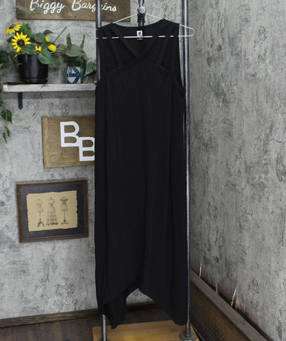 Anne Kleinb Sport Womens Knit Flowy Strappy Front Unlined Dress Black L