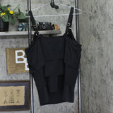Susan Graver Tiered 3-Piece Tankini Set with Swim Skirt & Brief Black 24W