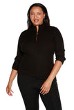 Belldini Womens Quarter Length Zipper Polo Sweater BS235289X Black 1X