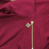 Ny Collection Womens Long Sleeve Crepe Knit Zipper V-Neck Tee Burgundy Red 1X