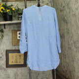 J Valdi Womens Big Shirt Button-Front Cover Up 57595JV Chambray Blue M